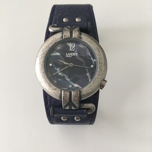 Lucky Brand watch with purple leather band